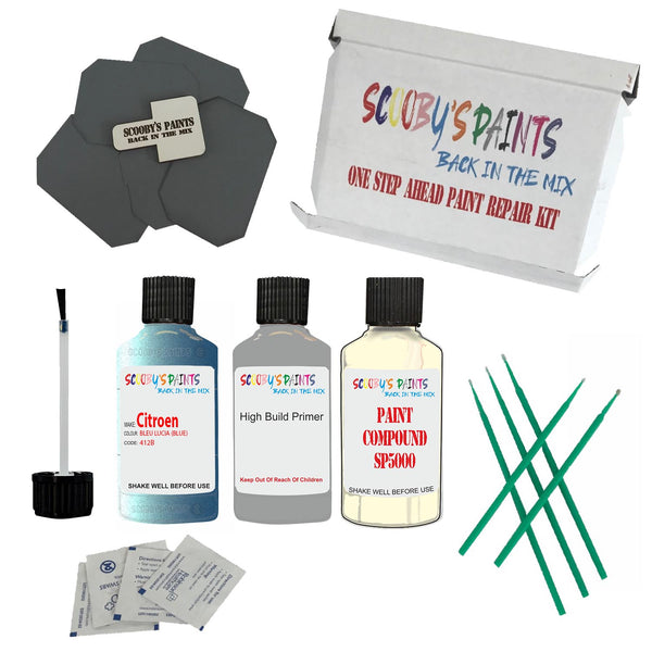 CITROEN BLEU LUCIA Paint Code 412B/KMY Touch Up Paint Repair Detailing Kit