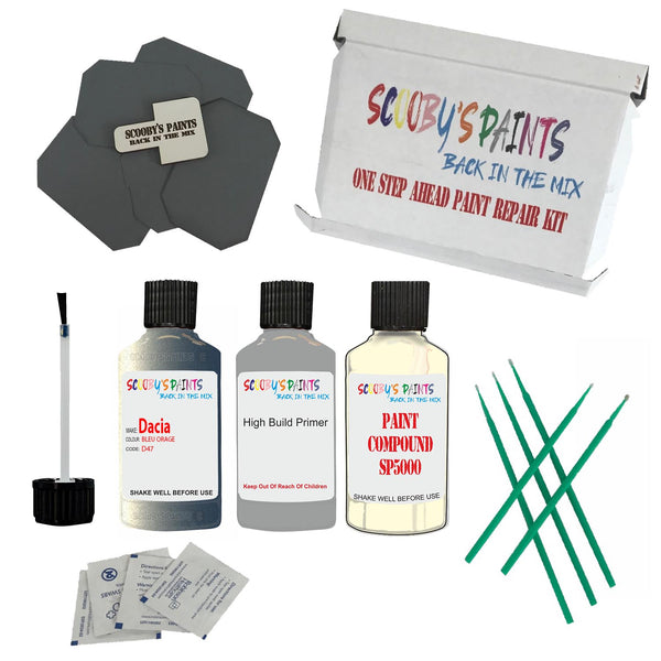DACIA BLEU ORAGE Paint Code D47 Touch Up Paint Repair Detailing Kit