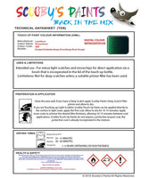 land rover evoque kosrae green colour data instructions hhp 862 touch up Paint