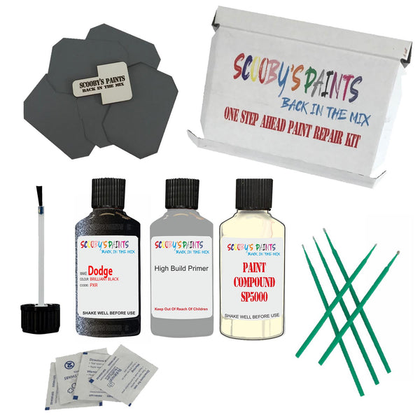 DODGE BRILLIANT BLACK Paint Code PXR Touch Up Paint Repair Detailing Kit