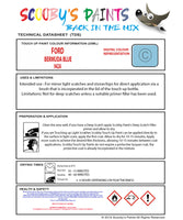 Ford Tourneo Courier Bermuda Blue 942A Health and safety instructions for use
