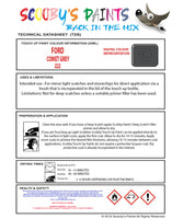 Ford Tourneo Connect Comet Grey J2J2 Health and safety instructions for use
