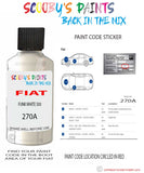 Paint For Fiat/Lancia Panda 4X4 Funk White 500 Code 270A Car Touch Up Paint