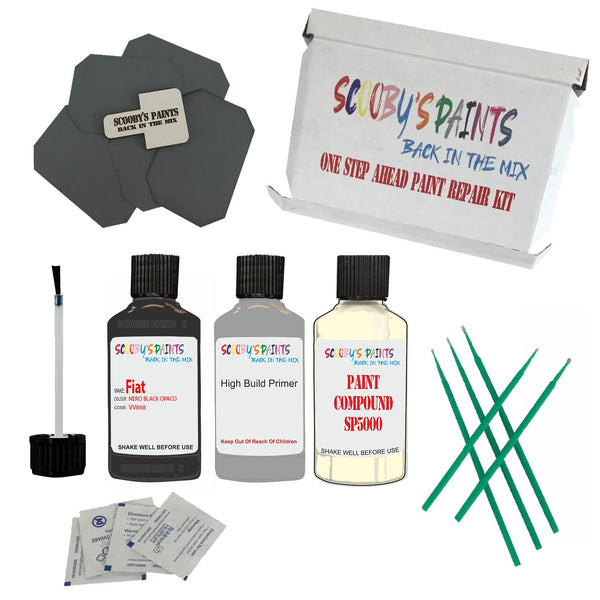 FIAT NERO OPACO Paint Code VV868 Touch Up Paint Repair Detailing Kit