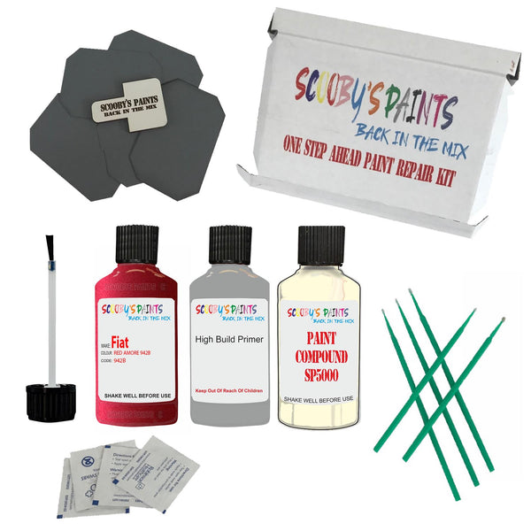 FIAT ROSSO AMORE Paint Code 942B Touch Up Paint Repair Detailing Kit