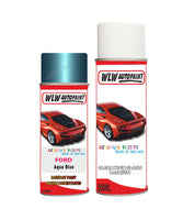 ford focus aqua blue aerosol spray car paint can with clear lacquer