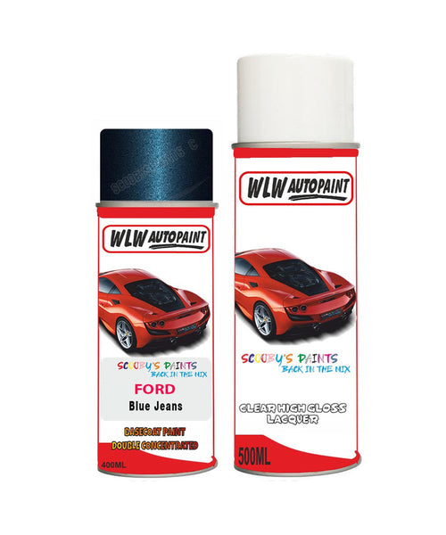 ford edge blue jeans aerosol spray car paint can with clear lacquer