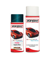 ford fiesta cayman blue aerosol spray car paint can with clear lacquer