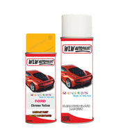 ford fiesta chrome yellow aerosol spray car paint can with clear lacquer