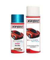 ford ka dive blue aerosol spray car paint can with clear lacquer