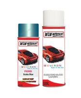ford ka scuba blue aerosol spray car paint can with clear lacquer