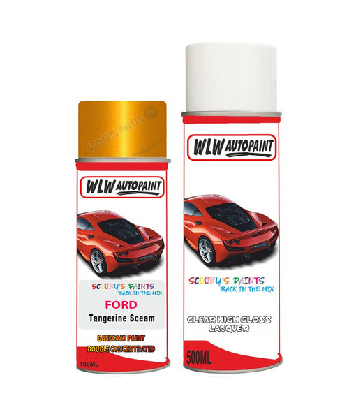 ford focus tangerine scream electric gold aerosol spray car paint can with clear lacquer