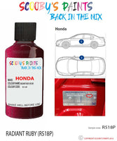 honda civic radiant ruby code r518p Scratch score repair paint 2001 2004