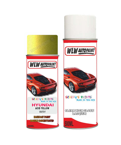 hyundai kona acid yellow w9y car aerosol spray paint with lacquer 2017 2019Body repair basecoat dent colour
