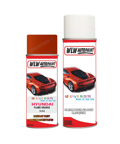 hyundai i10 flame orange x4a car aerosol spray paint with lacquer 2017 2017Body repair basecoat dent colour