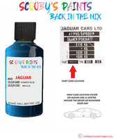 jaguar xfr kyanite blue paint code location sticker plate jmq touch up Paint