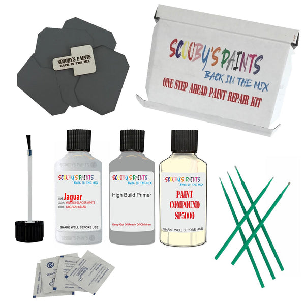 JAGUAR YULONG GLACIER WHITE Paint Code 2201/1AQ/NAK Touch Up Paint Repair Detailing Kit