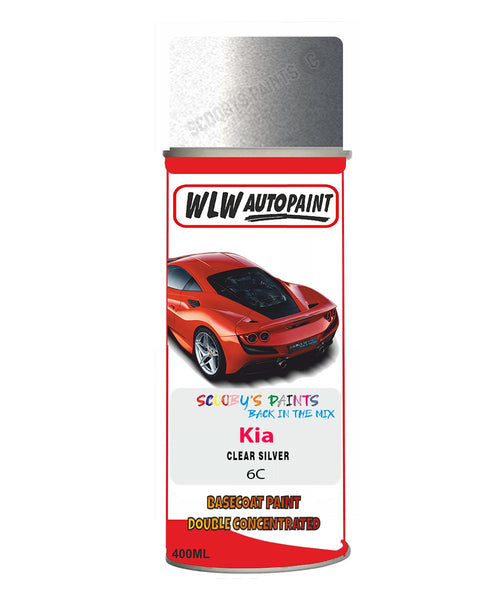 Aerosol Spray Paint For Kia Rio Clear Silver Colour Code 6C