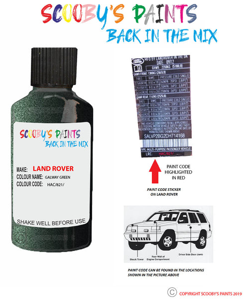 Range Rover Paint Code 1ac Paint Suitable for Land Range Rover Galway Green Code Hac 821 Touch Up ...