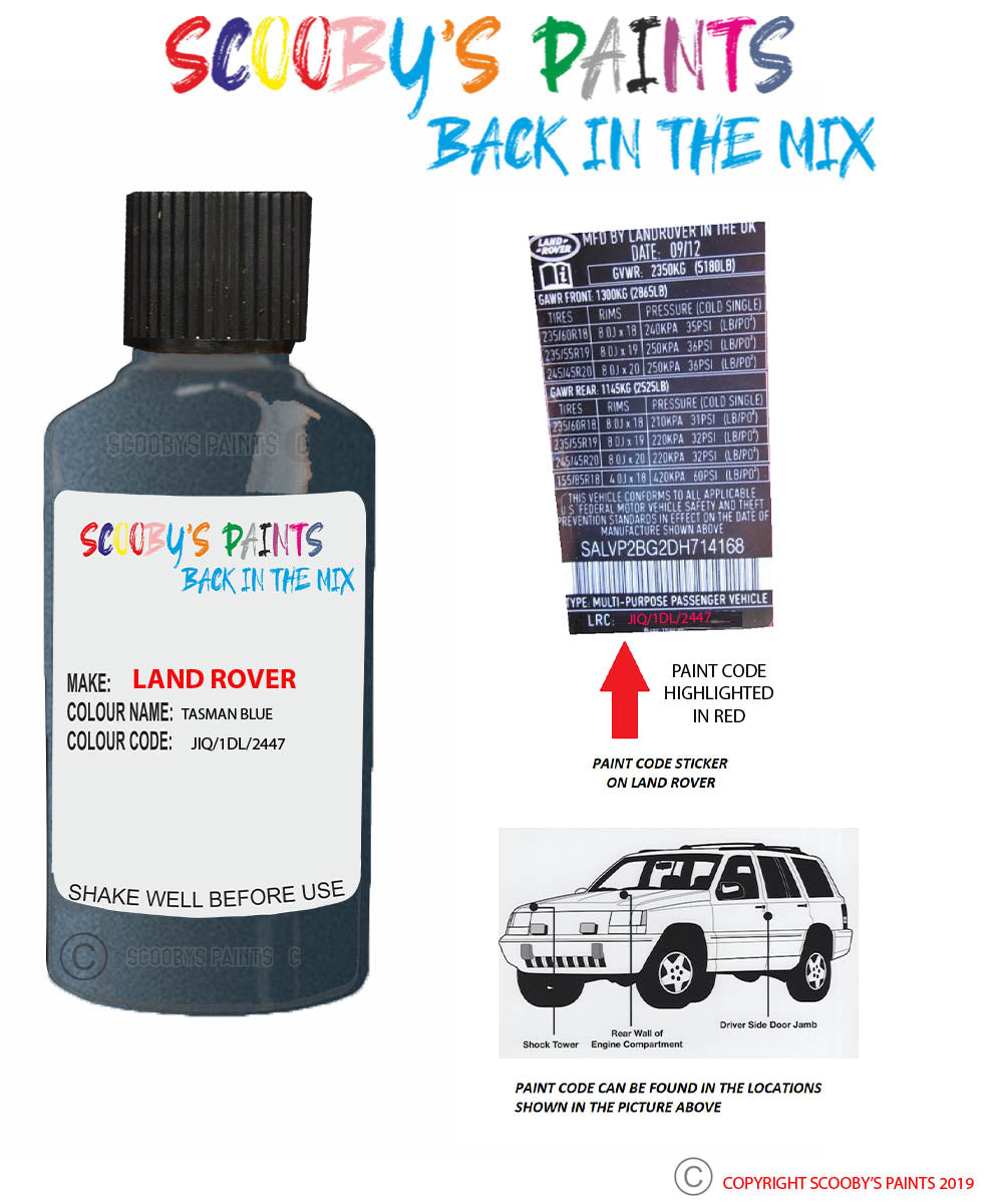 Paint Suitable for Land Rover Defender Tasman Blue Code Jiq 1Dl 2447 T ...