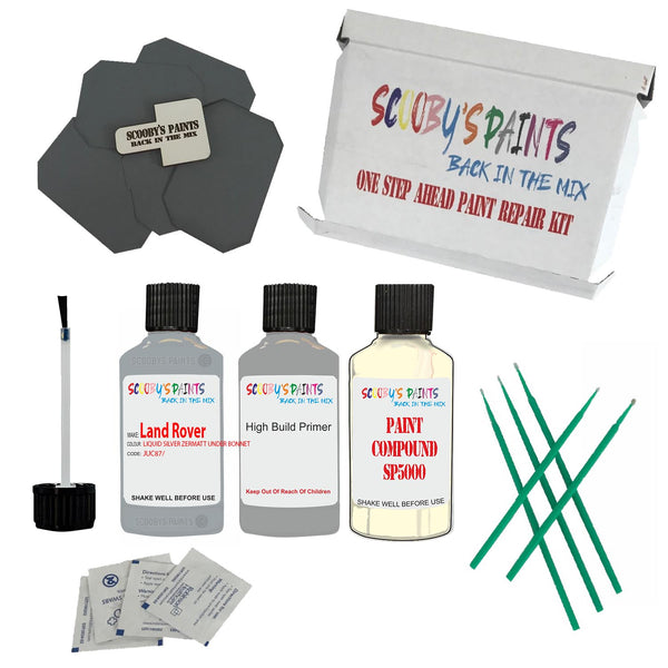 LAND ROVER LIQUID SILVER ZERMATT UNDER BONNET Paint Code JUC87 Touch Up Paint Repair Detailing Kit