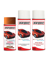 land rover defender vesuvius orange aerosol spray car paint can with clear lacquer eys 811