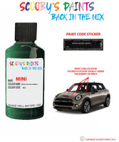mini cooper cabrio british racing green ii paint code location sticker plate b22 touch up paint
