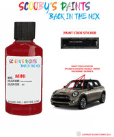 mini cooper s chili solar red paint code location sticker plate 851 touch up paint