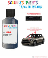 mini one cool blue paint code location sticker plate wa27 touch up paint