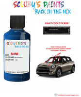 mini one indi laser blue paint code location sticker plate 862 touch up paint