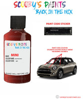 mini one clubman nightfire red paint code location sticker plate 857 touch up paint