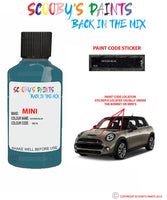 mini one oxygen blue paint code location sticker plate ya74 touch up paint