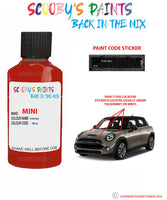 mini cooper s pure red paint code location sticker plate yb16 touch up paint