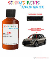 mini cooper s spice orange paint code location sticker plate wb23 touch up paint