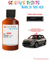 mini one spice orange paint code location sticker plate wb23 touch up paint