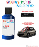 mini jcw paceman starlight blue paint code location sticker plate b62 touch up paint