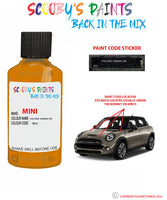 mini cooper s volcanic orange uni paint code location sticker plate yb70 touch up paint