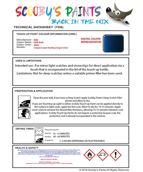 Paint For Mini Cooper S Deep Blue Code Wb69 Touch Up Paint Scratch Sto ...