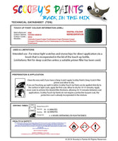 mini cooper paceman oxford green iii code wb26 touch up paint instructions for use data sheet