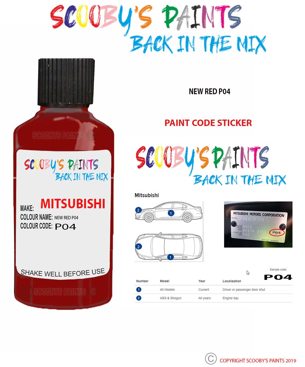 Paint For Mitsubishi Colt New Red Code P04 Touch Up Paint Scratch Ston ...