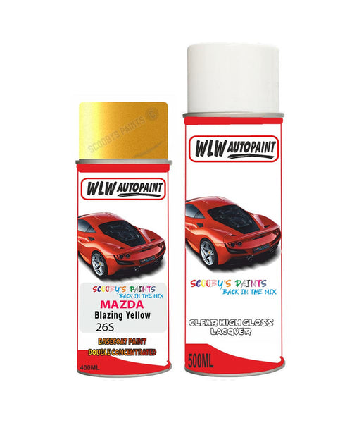 mazda mx5 blazing yellow aerosol spray car paint clear lacquer 26sBody repair basecoat dent colour