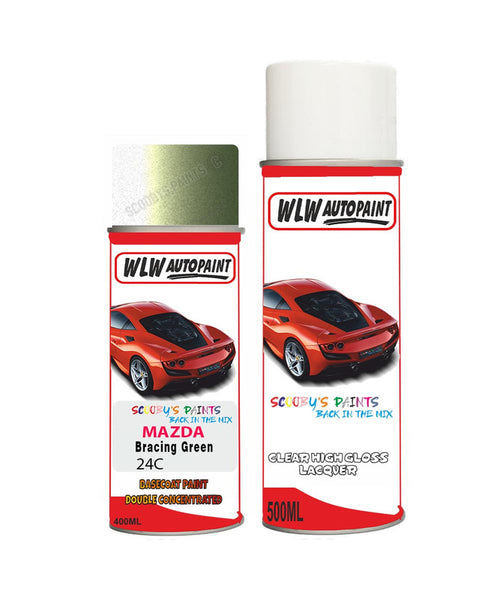 mazda 2 bracing green aerosol spray car paint clear lacquer 24cBody repair basecoat dent colour