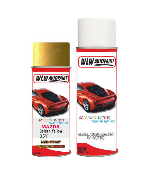 mazda 2 golden yellow aerosol spray car paint clear lacquer 35yBody repair basecoat dent colour