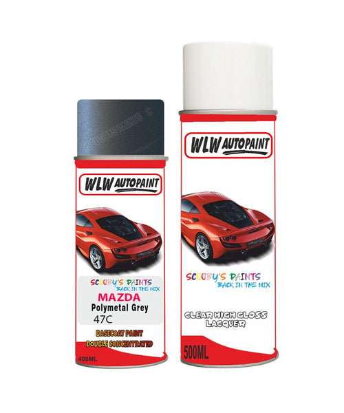 mazda 3 polymetal grey aerosol spray car paint clear lacquer 47cBody repair basecoat dent colour