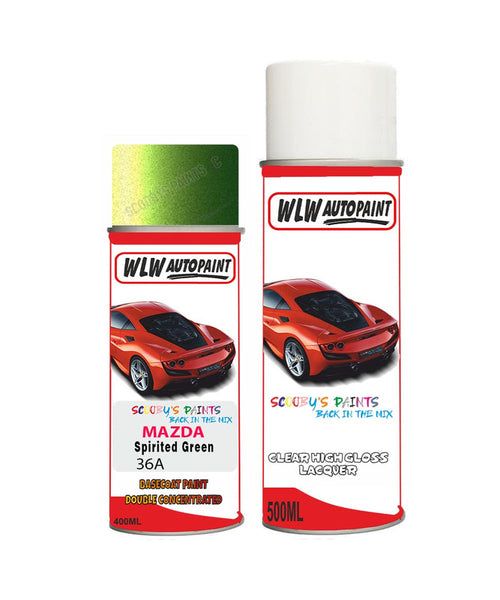 mazda 2 spirited green aerosol spray car paint clear lacquer 36aBody repair basecoat dent colour