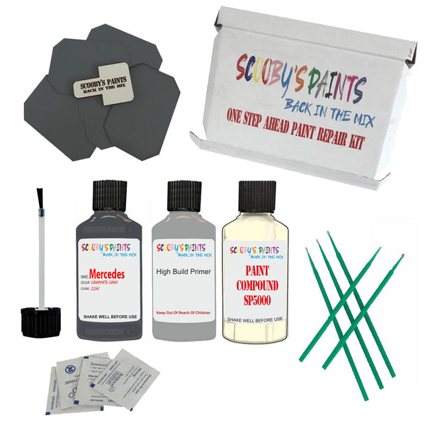 MERCEDES GRAPHITE GRAY Paint Code 224 Touch Up Paint Repair Detailing Kit