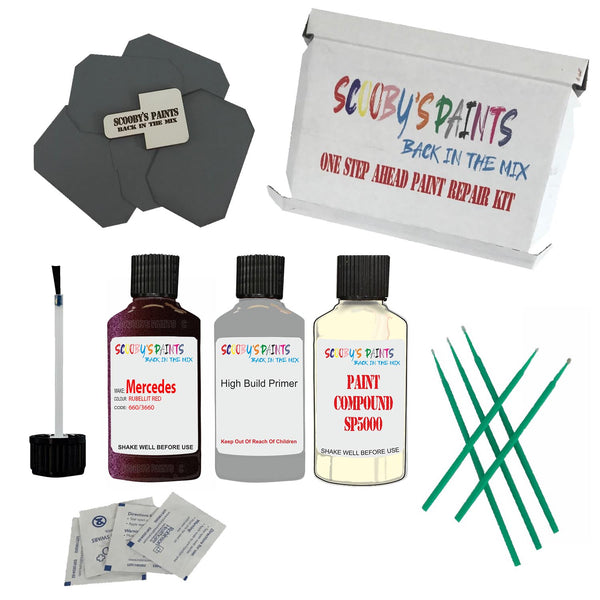 MERCEDES RUBELLIT Red Paint Code 660/3660/660/3660 Touch Up Paint Repair Detailing Kit