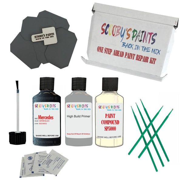 MERCEDES SAPHIR Black Paint Code 955/6955/955/6955 Touch Up Paint Repair Detailing Kit