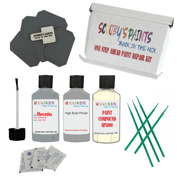 MERCEDES SILVER GRAY Paint Code 708/7708/708/7708 Touch Up Paint Repair Detailing Kit