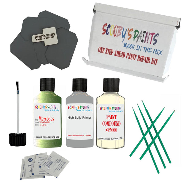 MERCEDES TITANIT Green Paint Code 474/6474/474/6474 Touch Up Paint Repair Detailing Kit